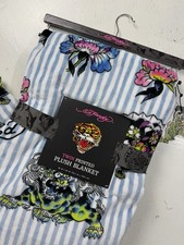 Ed Hardy Japanese Guardian Lion Shishi/Foo Dog Twin Printed Plush Throw Blanket