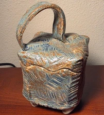 Hand Built Ceramic Pottery Box Fitted Lid, Slab Construction, Texture & Glazes 