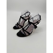 Glint Womens Black Strappy Stiletto Heels Bow...