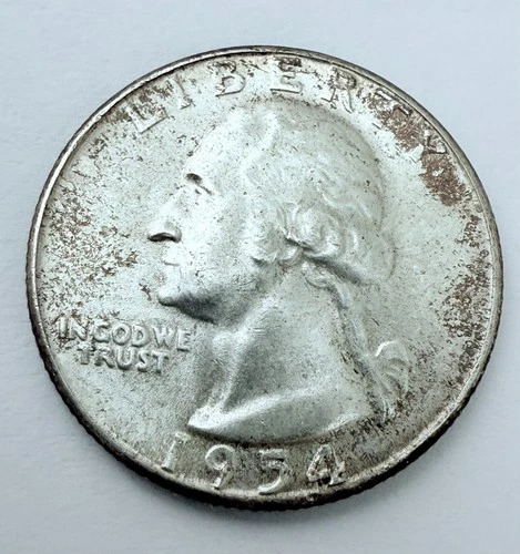 1954-P Toned Washington Quarter 25c VF VERY FINE CONDITION 90% Silver #2639
