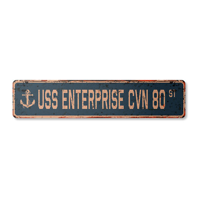 USS ENTERPRISE CVN 80 Vintage Street Sign us navy ship veteran sailor rustic