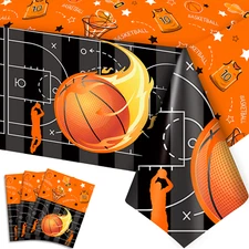 Basketball Tablecloth, 3 Pcs Basketball Party Table Cover Set Table Decorations
