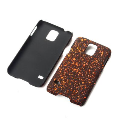 Handy Hülle Schutz Case Bumper für Samsung Galaxy S5 / S5 Neo 3D Sterne Orange