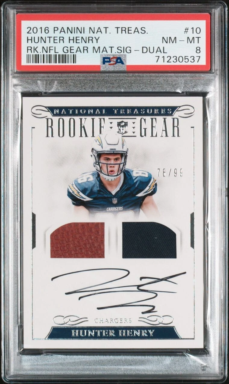 Hunter Henry Panini National Treasures Rookie NFL Gear Materials Signatures #10 Dual