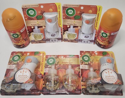 Lot of Air Wick Plug In Scented Oil Warmers + Refills Pumpkin Spice + Sprays