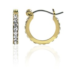 Forever Gold 16mm Full Hoop Earrings, Austrian Crystal, Surgical Steel - E221G