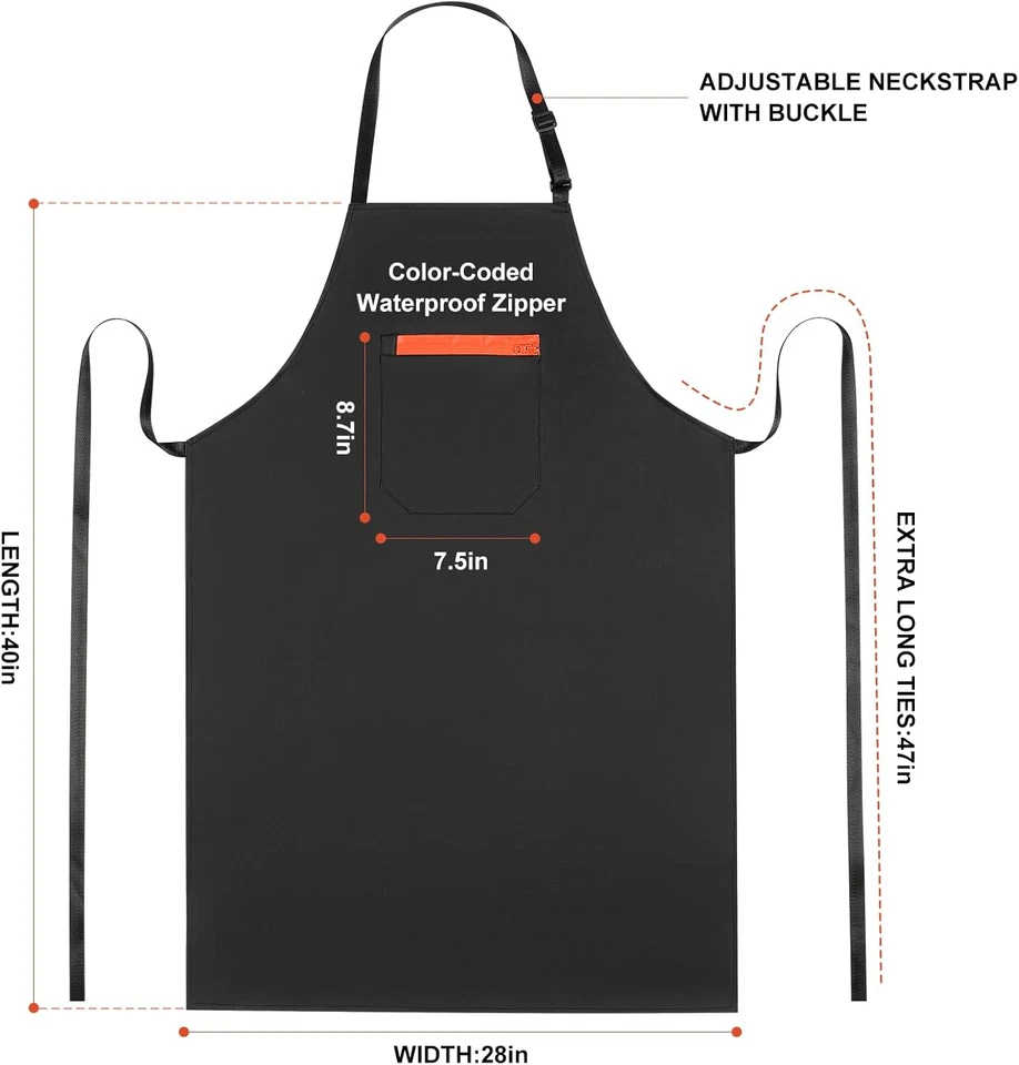 Heavy Duty Extra Long Waterproof Vinyl Apron with Pocket, Adjustable - Image 2 of 4