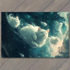 POSTCARD Cat in Outer Space Sky Stars Fun Cute Unusual Pretty Strange Cats