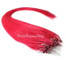 25 Micro Loop Ring Beads I Tip Indian Remy Human Hair Extensions Fuchsia Pink