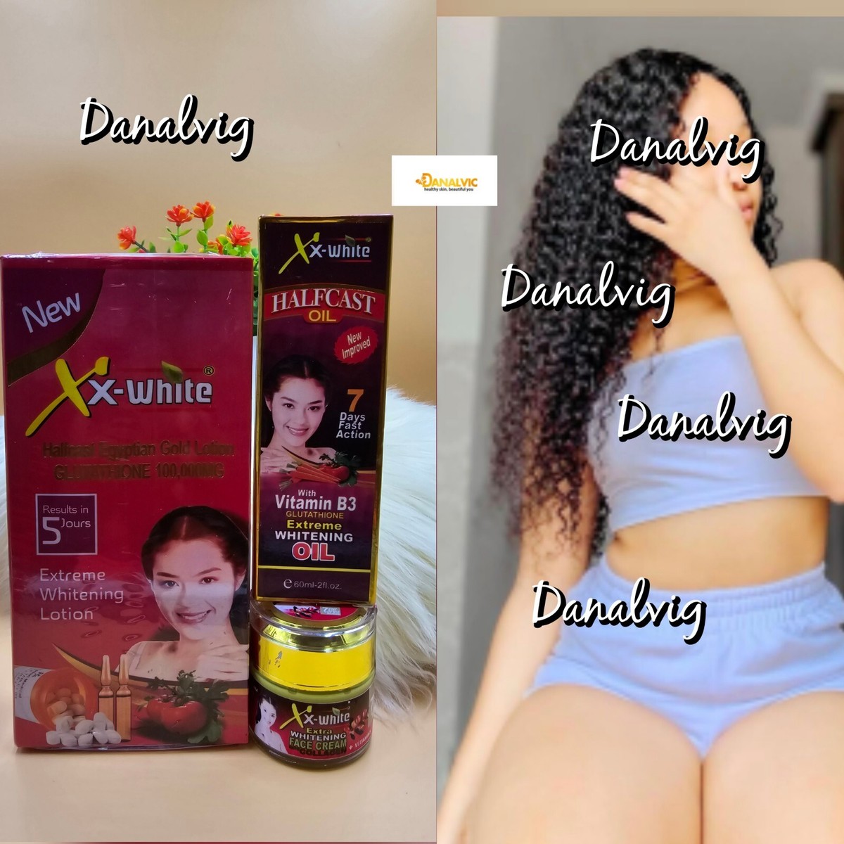 XX-WHITE HC Egyptian Gold Body Lotion. Oil & Face Cream. 100