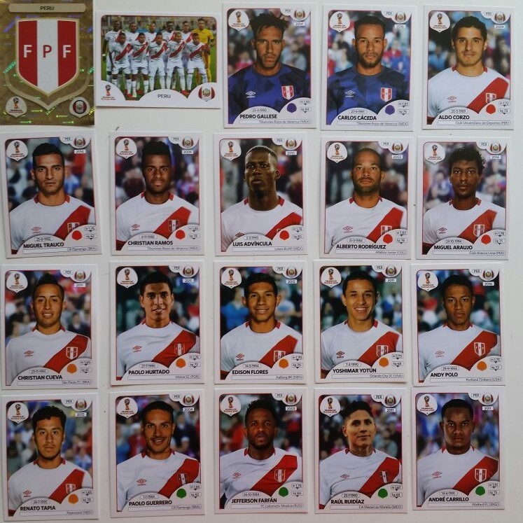 Panini FIFA World Cup Russia 2018 Stickers Lot of 20 PERU Team SET Stickers Logo