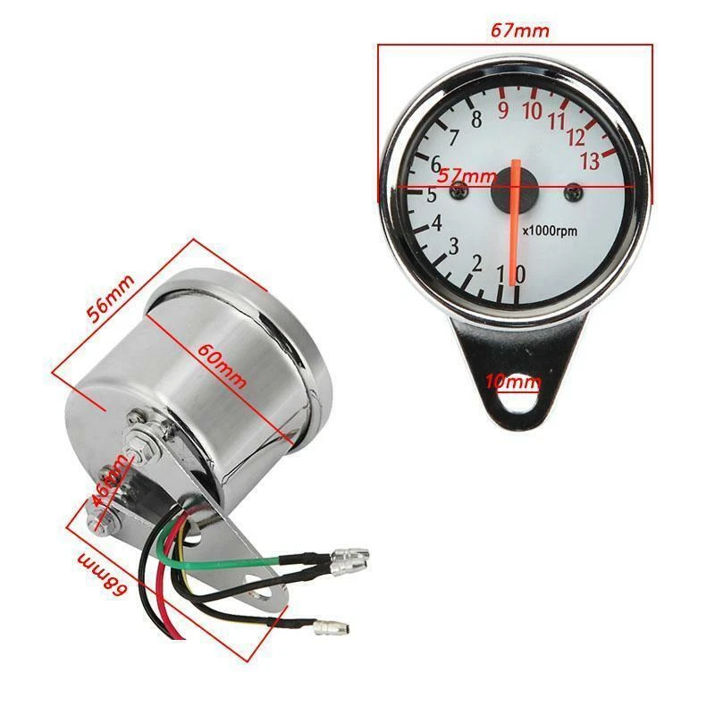 Motorcycle LED Backlit Tachometer For Yamaha Kawasaki Harley Custom Honda Suzuki Foto 3 de 4