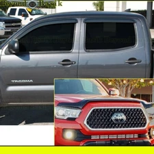 For 2016-2022 Toyota Tacoma Crew SMOKE 4 Door Vent Visors Rain Guard+Bug Shield