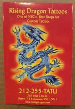 vintage RISING DRAGON NYC TATTOO SHOP STICKER 3.5 x 5.5" UNUSED NYC