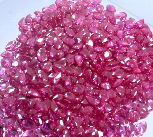 20 pcs Natural Red Ruby Gemstone Certified Mogok Pear Shape 7 x 5 MM Lot - Picture 5 of 5