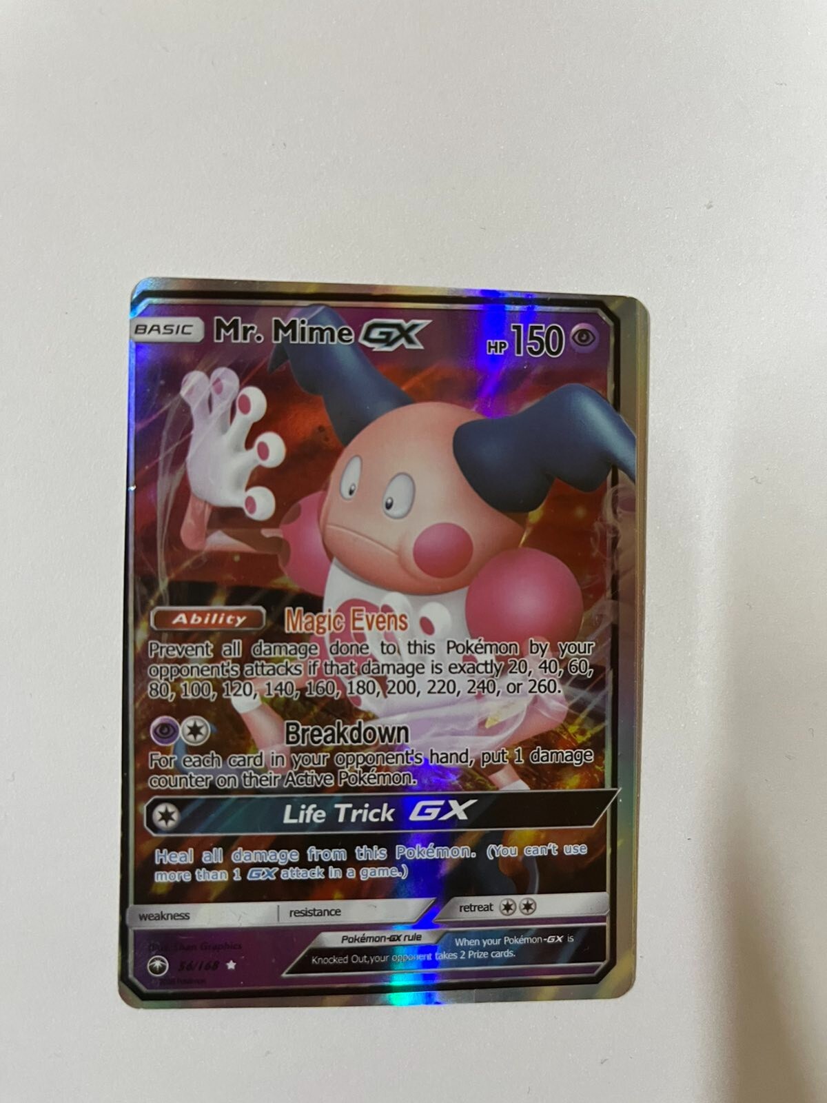 Mr. Mime GX ULTRA RARE Incorrect to the side and a couple of degrees 