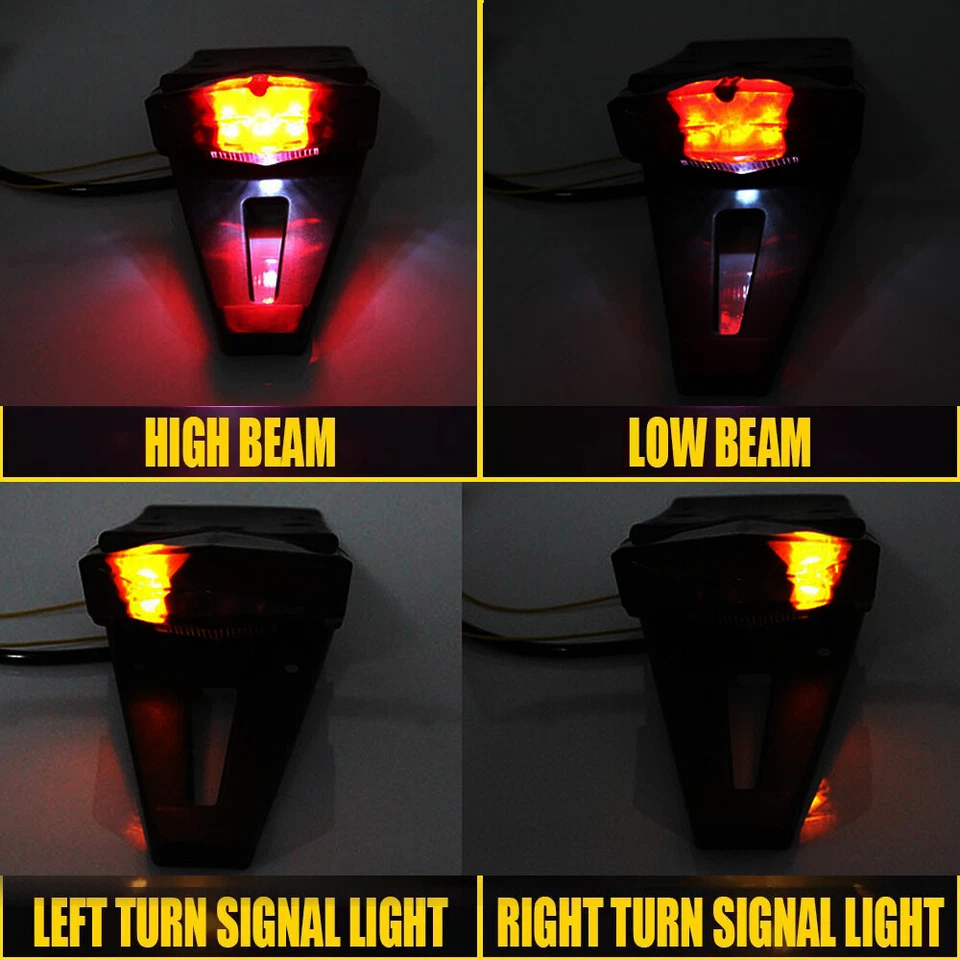 Luz trasera de freno de guardabarros trasero LED señal de giro para moto de cross de 12 V todoterreno doble deportivo Foto 3 de 4