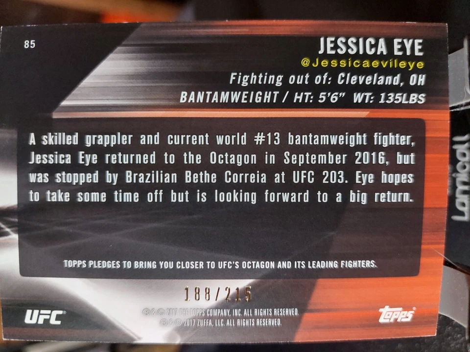 Jessica Eye #85 2017 Topps UFC Knockout Green #188/215 - Image 2 of 2