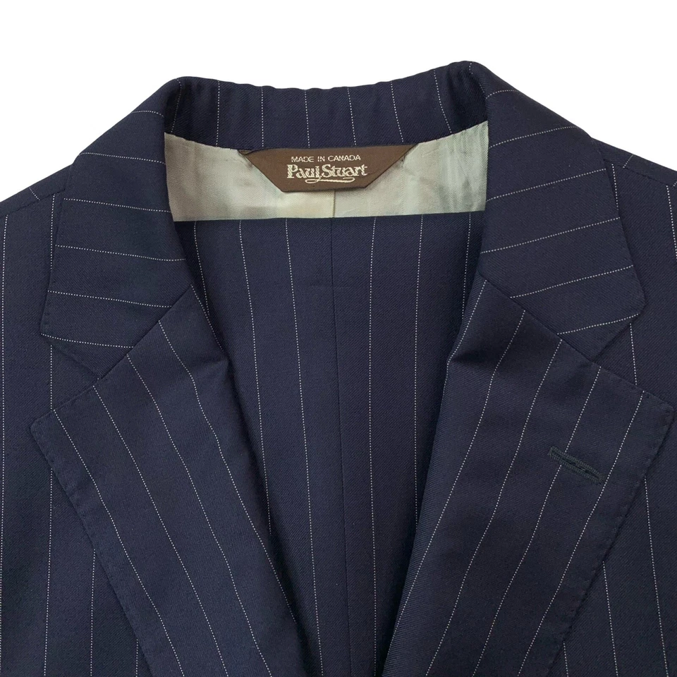 Mens 42 XL Paul Stuart " Tailored Fit " Navy Blue Pinstripe Wool Super 110's - Image 2 of 4