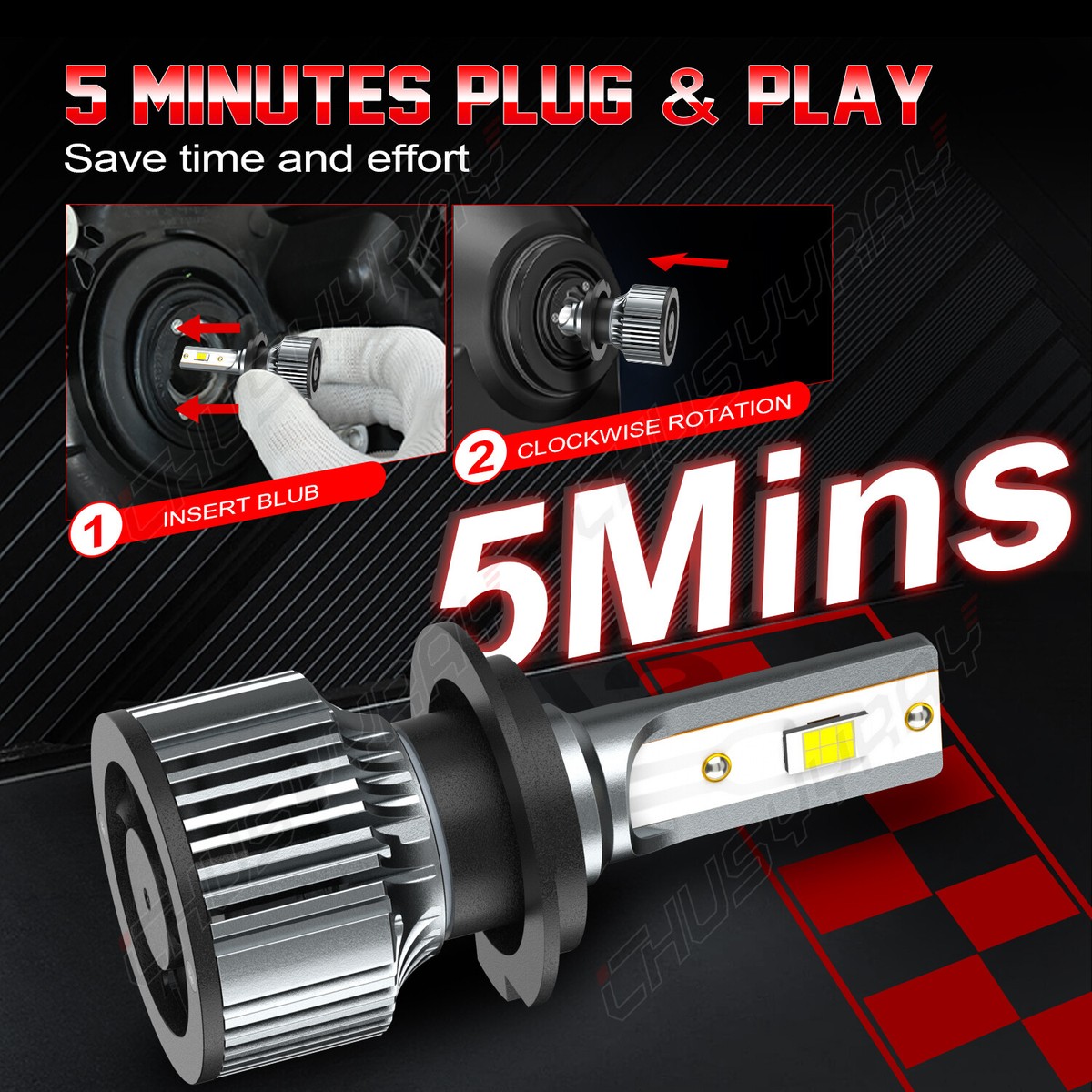 Pair 6500K LED Headlight H7 Lights Bulbs for Kawasaki Ninja ZX-6R