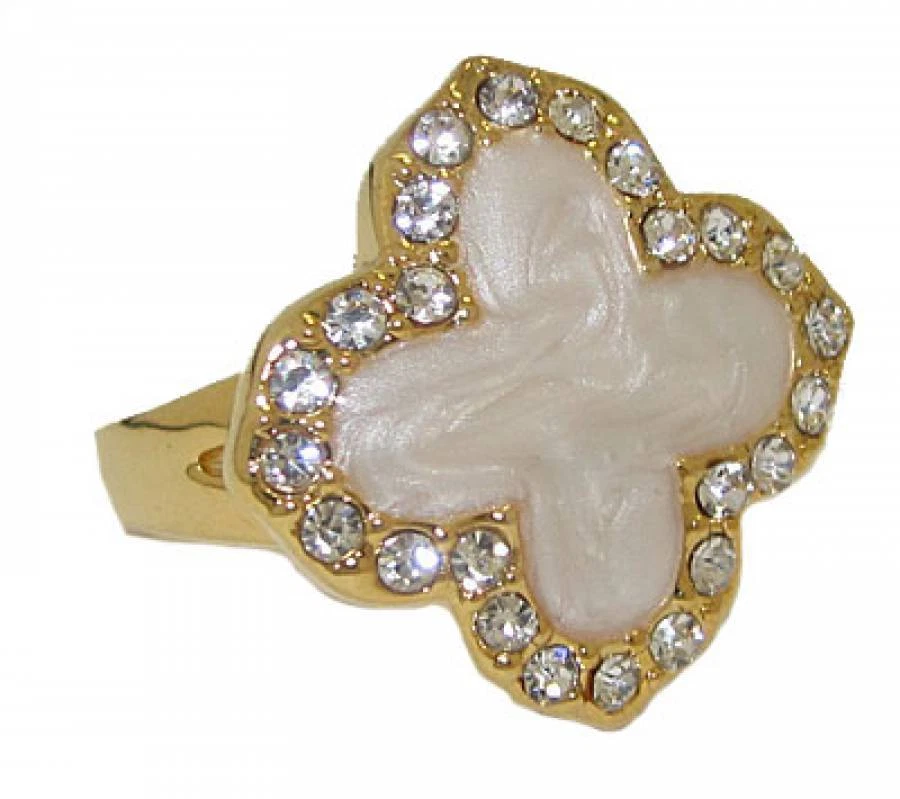 Anillo Logo Circonita Blanca 18 quilates Oro Amarillo Negro Madreperla Turquesa Talla 7 Nuevo Foto 2 de 4