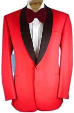 Vintage Dinner Jacket/Tuxedo- Bespoke Tailored-Red-Size 42 R Cruie-Wedding-Men's