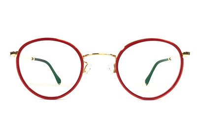 Henry Jullien Eyeglasses Frames STORY C56P59 Red Gold Plated Round