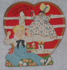 Vintage  1920s Carrington Co Die Cut Valentines Day Card Scalloped