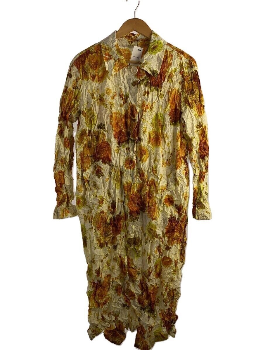 Dries Van Noten 23Ss/Raltonas Crush Crinkled Coat/M/Polyester/Ylw/Floral Pattern
