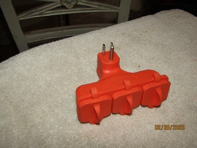 Current Tap KAB-3FLU 3 Outlet Heavy Duty Grounded Outdoor Adaptor Orange wCovers