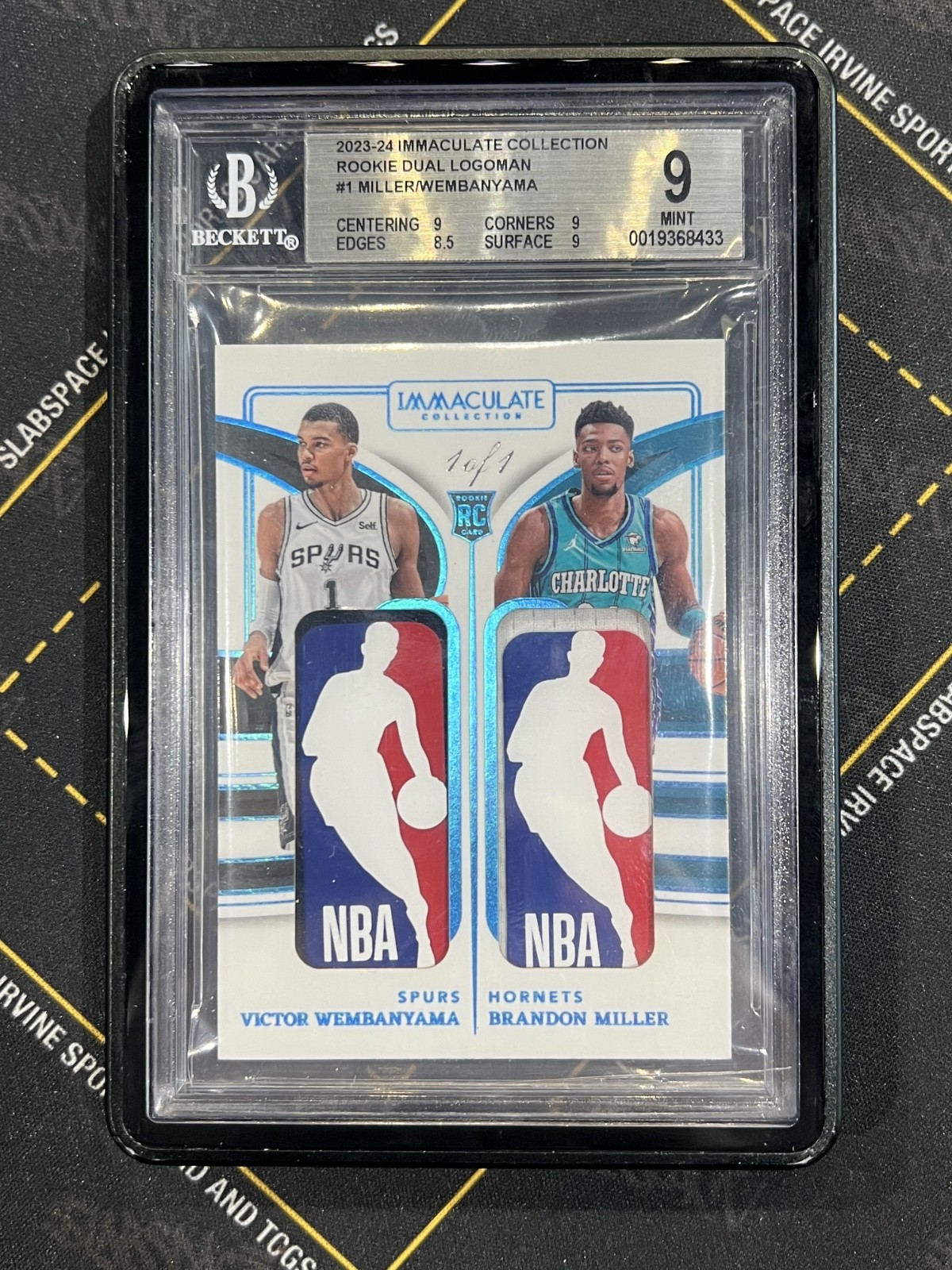 2023-24 Immaculate Victor Wembanyama/Brandon Miller RC Dual Logoman 1/1 BGS 9