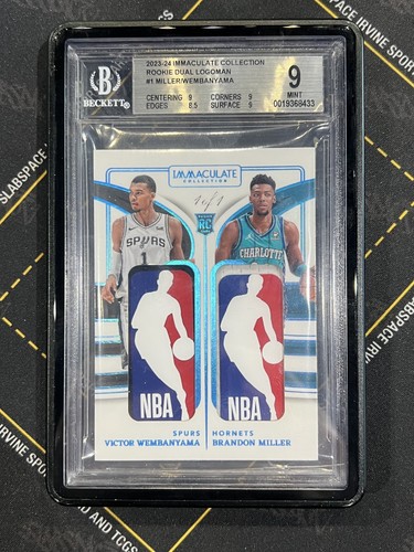 2023-24 Immaculate Victor Wembanyama/Brandon Miller RC Dual Logoman 1/1 BGS 9
