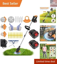 Lightweight Electric Grass Trimmer - 18000 RPM with 3 Blades and Safety Features