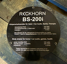 Reckhorn BS-200i Body Shaker Tactile Transducer 4 Ohm 100W RMS 200mm