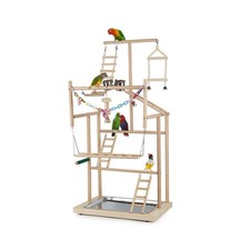 Pet Parrot Playstand Parrots Bird Playground Bird Play Stand Wood Perch Gym P...