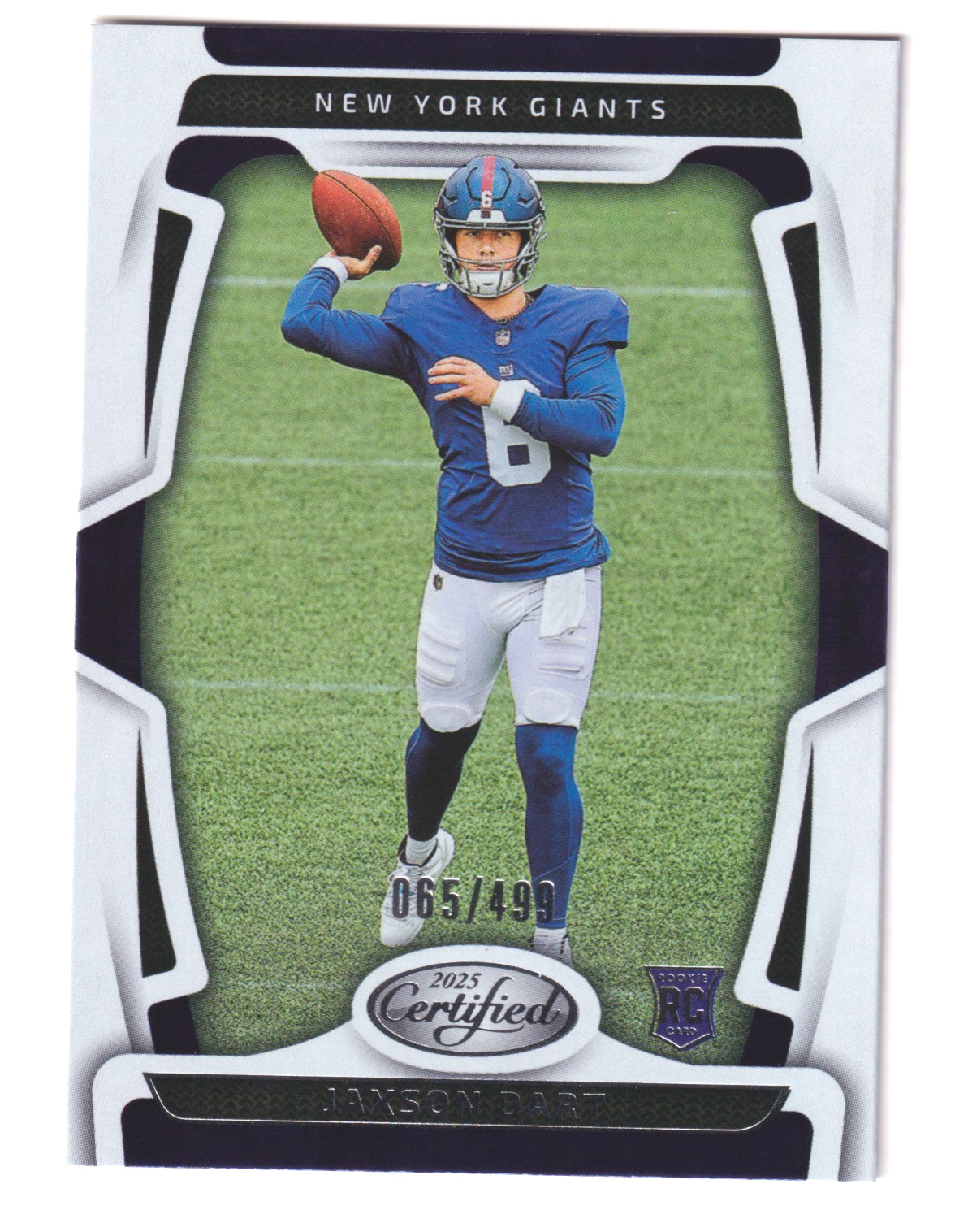 2025 Panini Certified #150 JAXSON DART RC Rookie 65/499 New York Giants