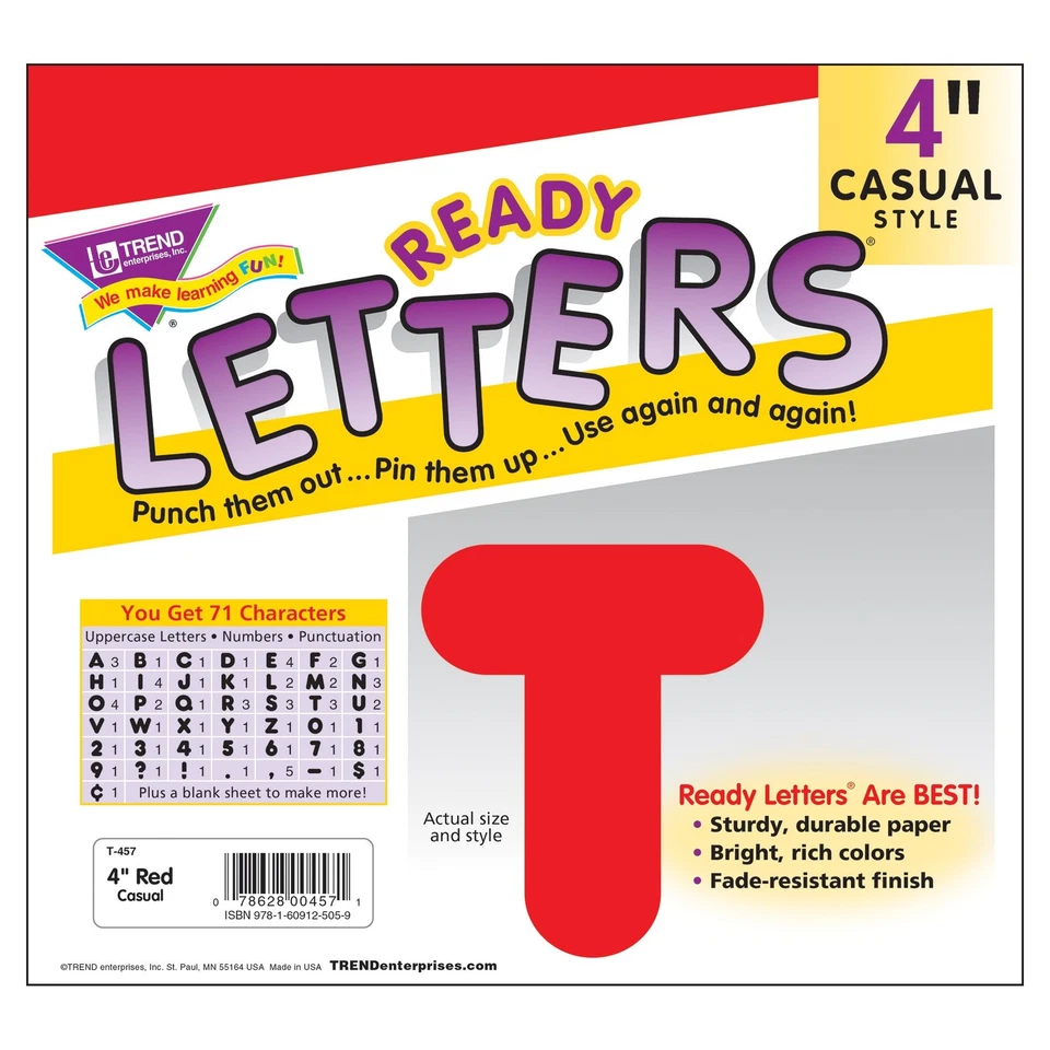 Red Decorative Magnet Letters Numbers Punctuation for Classroom Displays 50 Pcs - Image 3 of 3