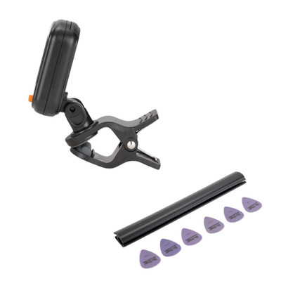 Guitar Clip-On Tuner + Guitar Pick Holder Set Acoustic Electric Accessory Bundle