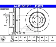 2 pieces brake disc ATE 24.0116-0121.1 for Mercedes-Benz VW