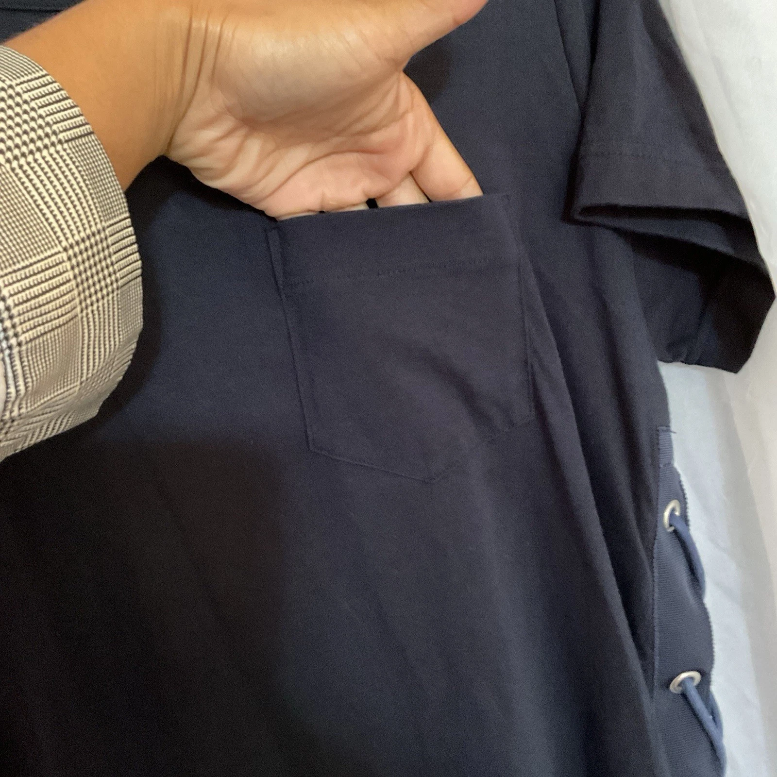 Abito camicia Sacai righe stringate pieghe taglia 2 cotone blu navy made in Japan