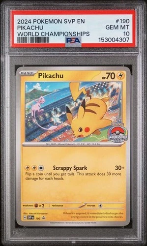 2024 POKEMON SVP EN-SV BLACK STAR PROMO #190 PIKACHU WORLD CHAMPION PSA 10 (307