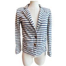 Sandro Paris Women's 36  4 US Blazer Cotton Nautical Maritime Blue Striped