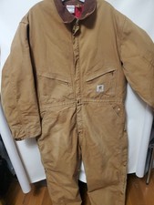VTG CARHARTT 996QZS Duck Canvas Quilted Lined Insulated Coveralls Size 48 Short