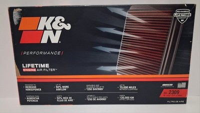 K&N 33-2309 Performance Engine Air Filter Lifetime Washable Reusable New Open 