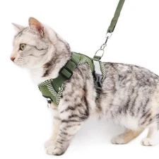 Cat Harness and Leash Escape Proof Extra Large Kitten Vest Walking Dark Green XL