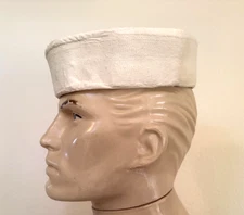 VINTAGE WW2 US NAVY WHITE DIXIE CUP SAILOR HAT ( NAMED)