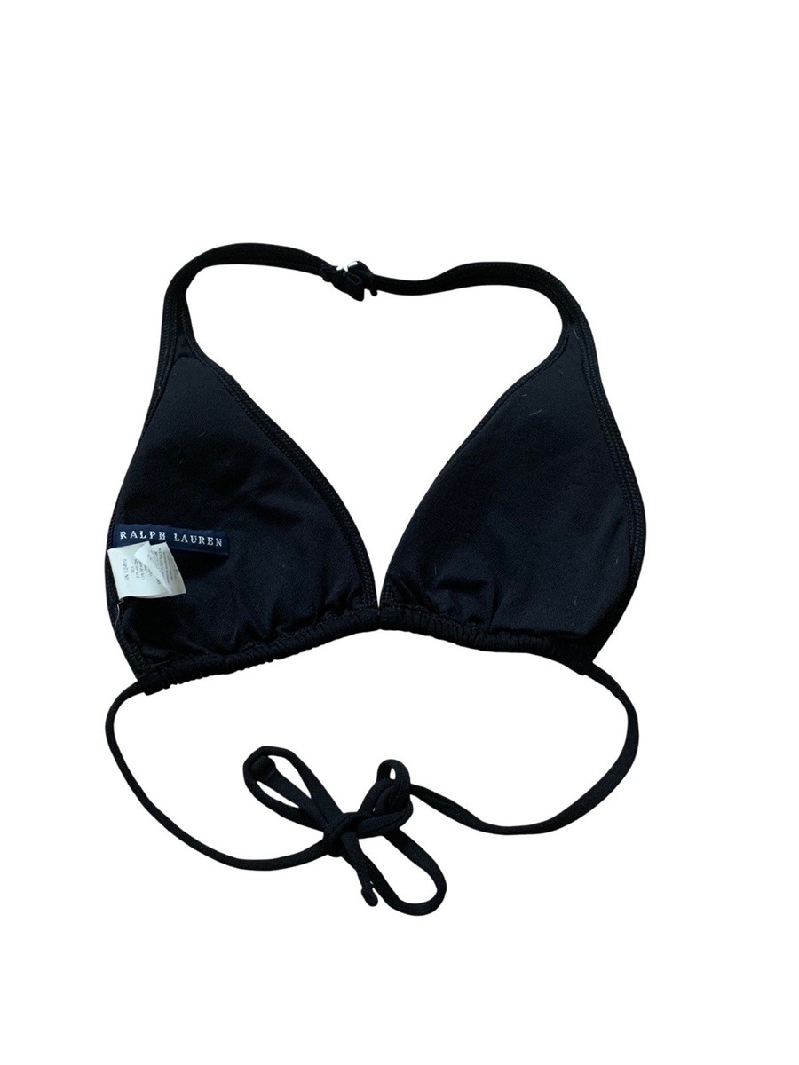 Vintage Ralph Lauren Embroidered Pony Black Triangle Bikini Top
