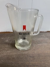 Vintage Heavy MICHELOB BEER Clear Glass Pitcher, 56 Oz., 9" x 5 3/4"