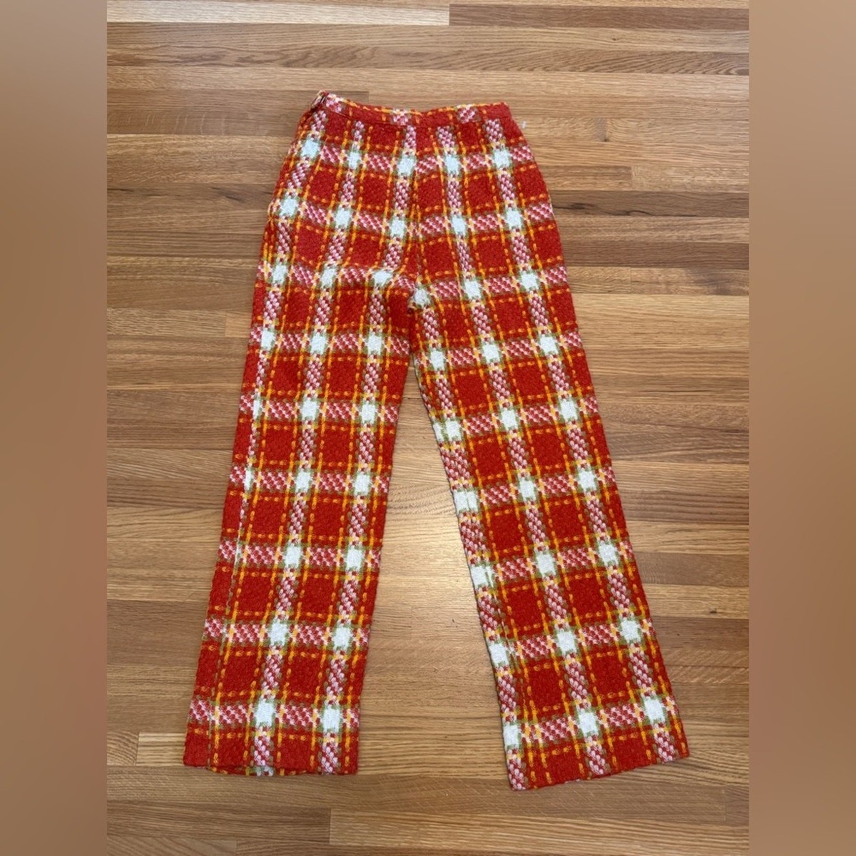 60s Vintage Orange Plaid High Waisted Side Zip Pants Sz XS | eBay
