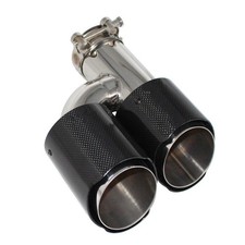 1xcar Left Glossy Carbon Fiber Exhaust Pipe H Model Rear Dual Exhaust Tip Chrome 1xcar Left Glossy Carbon Fiber Exhaust Pipe H Model Rear Dual Exhaust Tip Chrome
